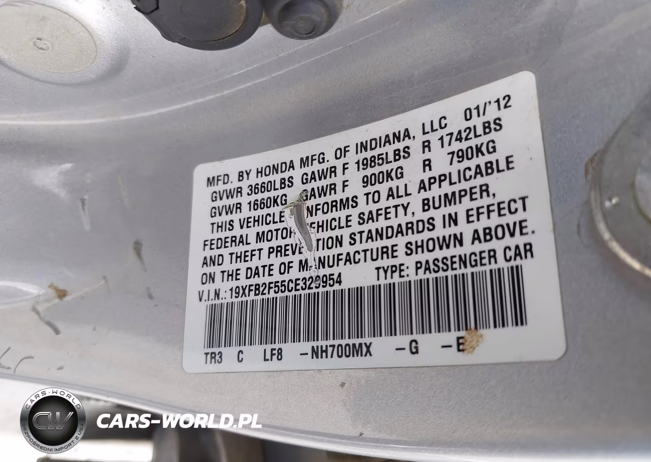 2012 Honda Civic Lx VIN:19XFB2F55CE329954 - 9