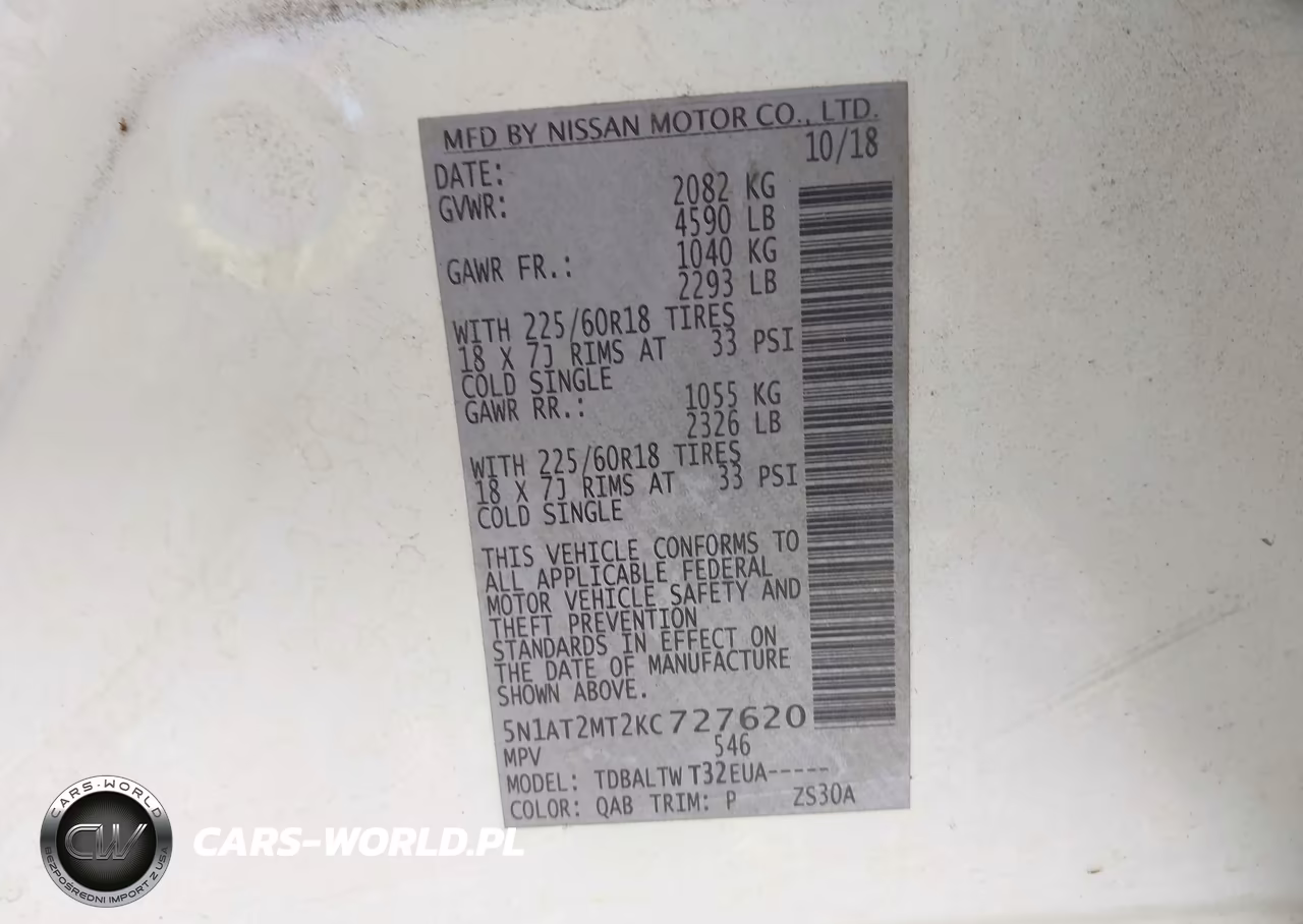 2019 Nissan Rogue Sv VIN:5N1AT2MT2KC727620 - 9