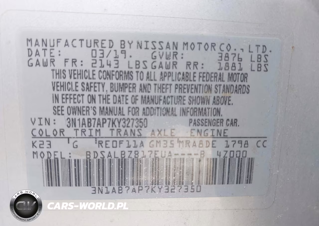 2019 Nissan Sentra S VIN:3N1AB7AP7KY327350 - 9
