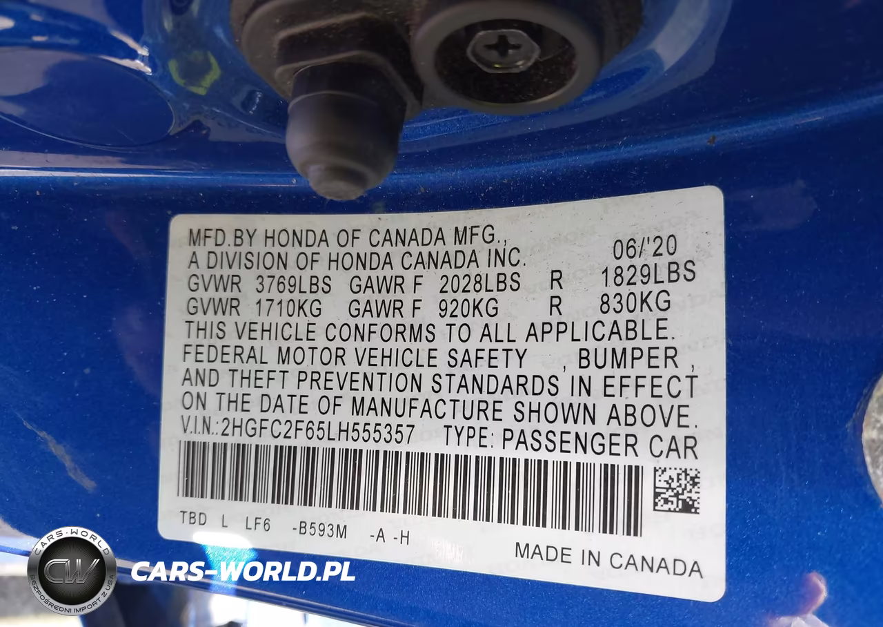 2020 Honda Civic Lx VIN:2HGFC2F65LH555357 - 9