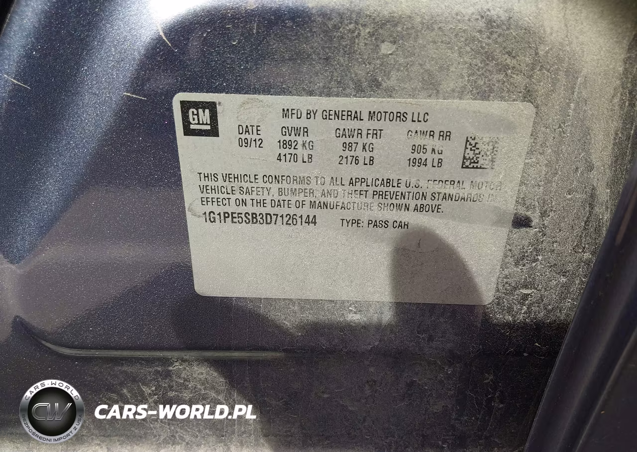 2013 Chevrolet Cruze 2Lt Auto VIN:1G1PE5SB3D7126144 - 9