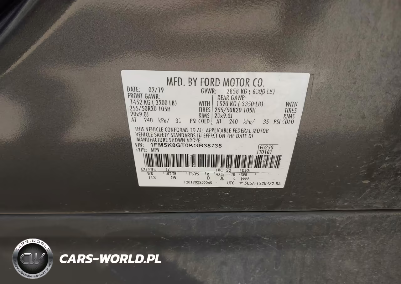 2019 Ford Explorer Sport VIN:1FM5K8GT0KGB38738 - 9