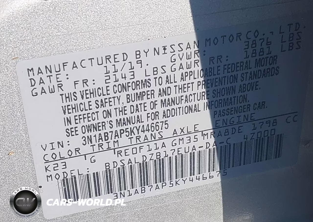 2019 Nissan Sentra Sv VIN:3N1AB7AP5KY446675 - 9