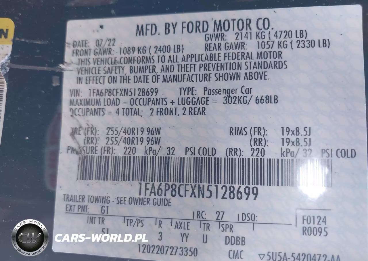 2022 Ford Mustang Gt Premium Fastback VIN:1FA6P8CFXN5128699 - 9