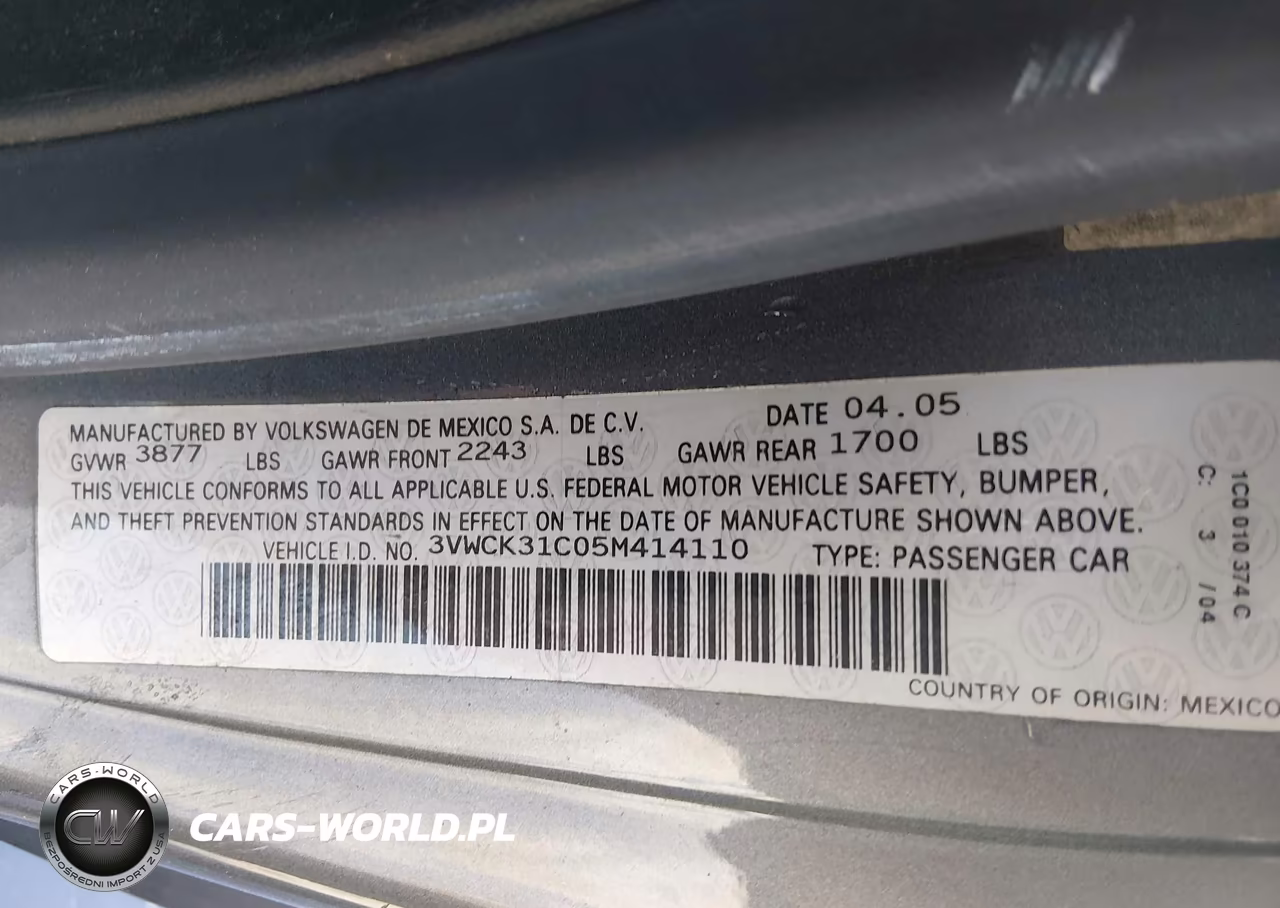 2005 Volkswagen New Beetle Gls VIN:3VWCK31C05M414110 - 9