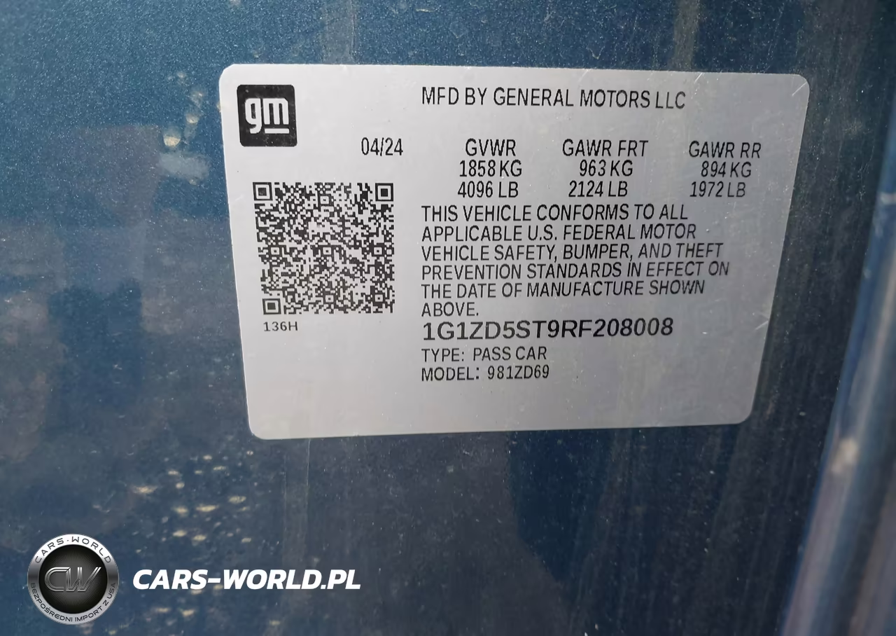 2024 Chevrolet Malibu Fwd 1Lt VIN:1G1ZD5ST9RF208008 - 9