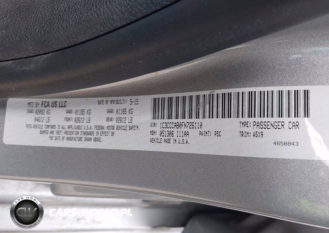 2015 Chrysler 200 Limited VIN:1C3CCCAB0FN726110 - 9