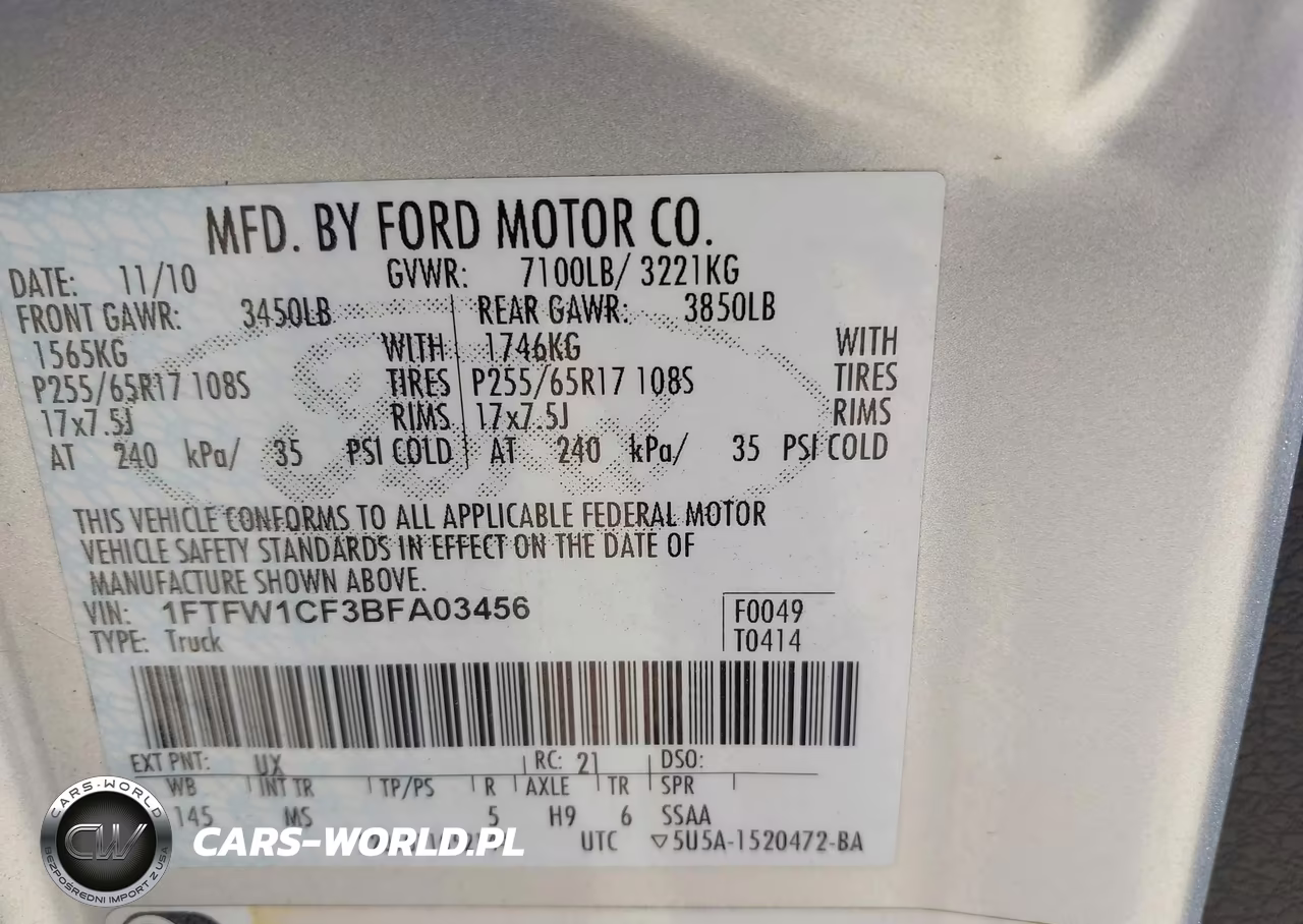 2011 Ford F-150 Xlt VIN:1FTFW1CF3BFA03456 - 9