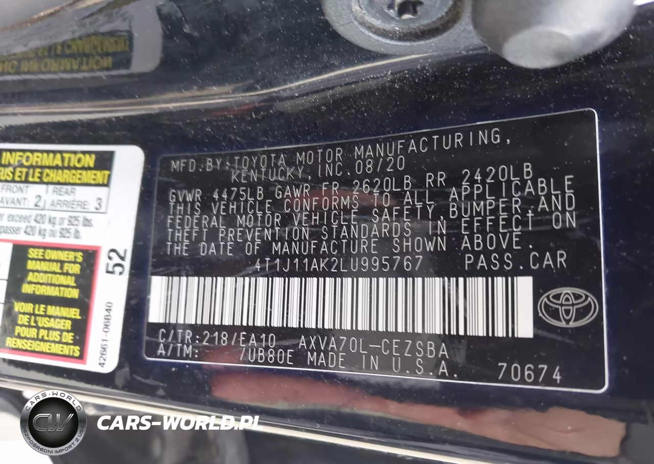 2020 Toyota Camry Se VIN:4T1J11AK2LU995767 - 9
