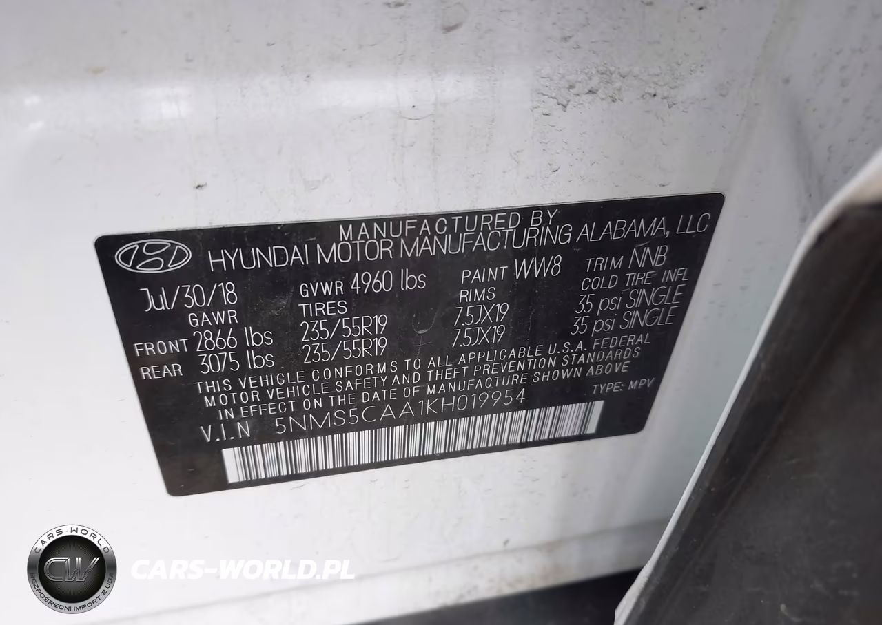 2019 Hyundai Santa Fe Limited 2.0T VIN:5NMS5CAA1KH019954 - 9