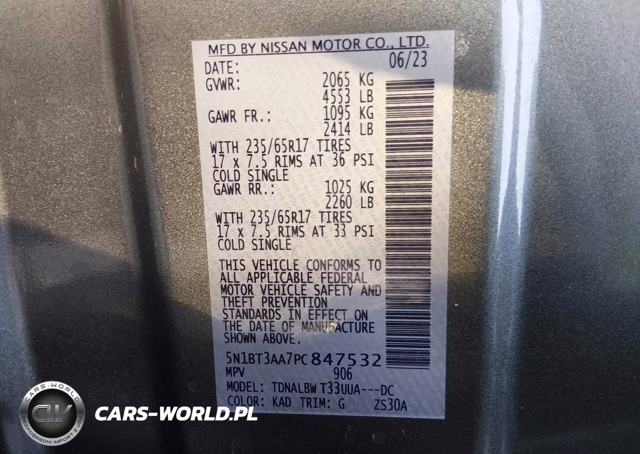 2023 Nissan Rogue S Fwd VIN:5N1BT3AA7PC847532 - 9