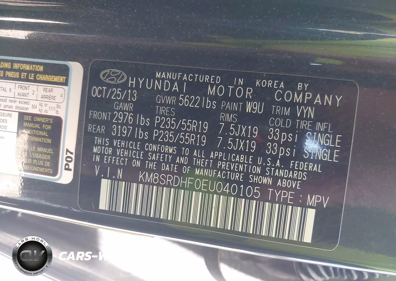 2014 Hyundai Santa Fe Limited VIN:KM8SRDHF0EU040105 - 9