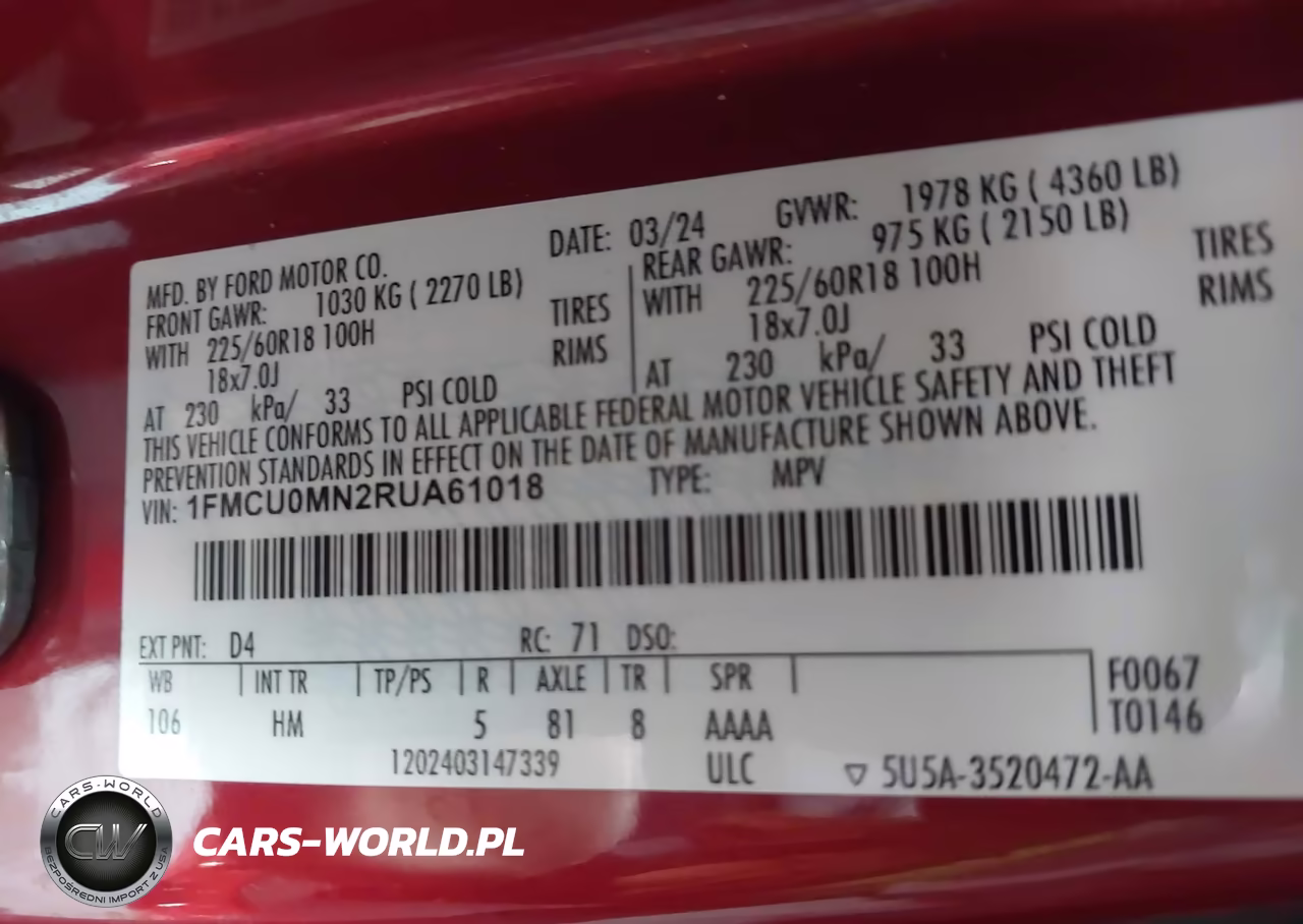 2024 Ford Escape St-Line VIN:1FMCU0MN2RUA61018 - 9
