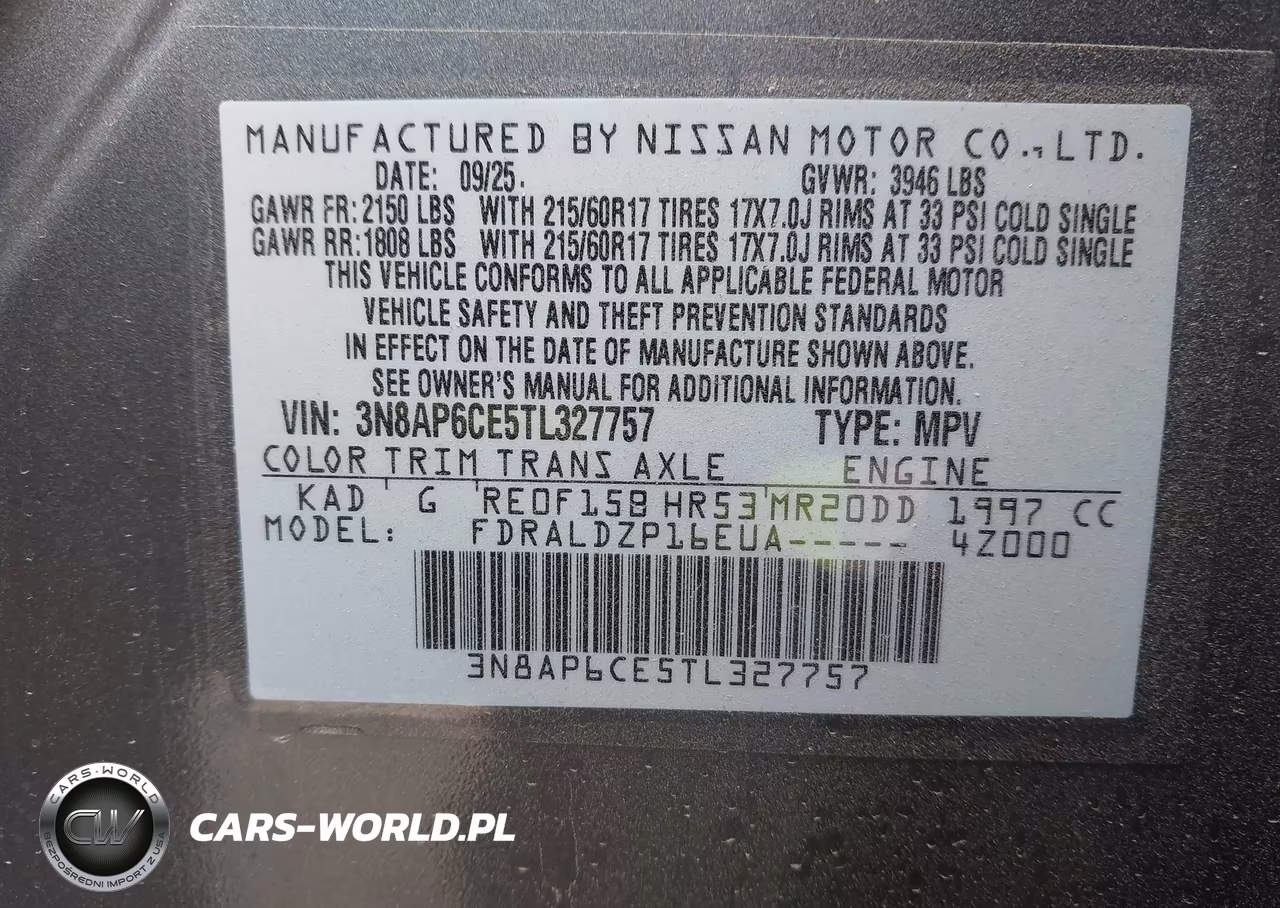 2026 Nissan Kicks Sv VIN:3N8AP6CE5TL327757 - 9