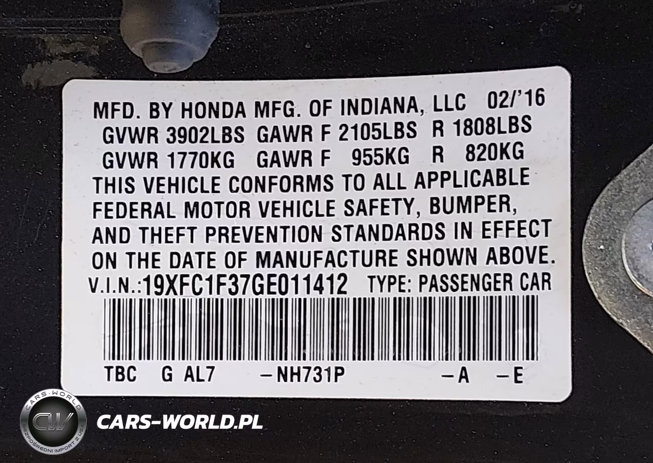 2016 Honda Civic Ex-T VIN:19XFC1F37GE011412 - 9