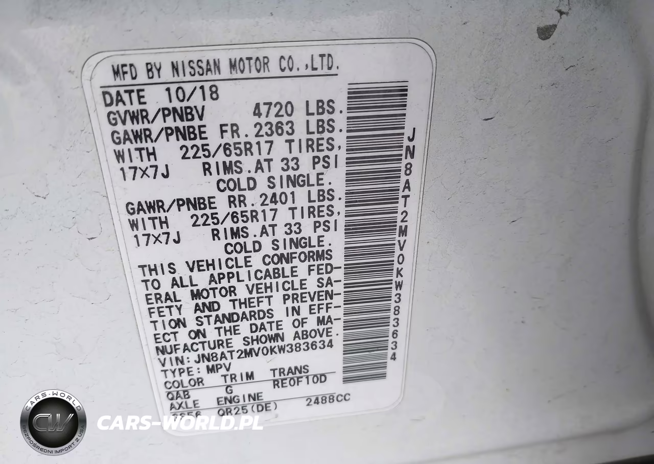 2019 Nissan Rogue Sv VIN:JN8AT2MV0KW383634 - 9