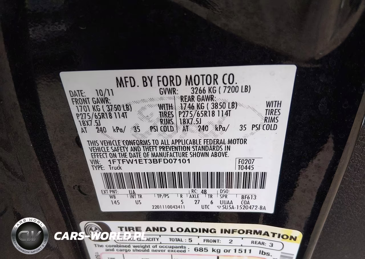 2011 Ford F-150 Xlt VIN:1FTFW1ET3BFD07101 - 9