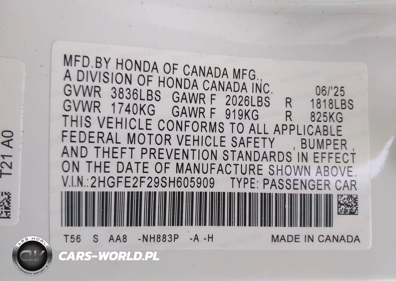 2025 Honda Civic Lx VIN:2HGFE2F29SH605909 - 9