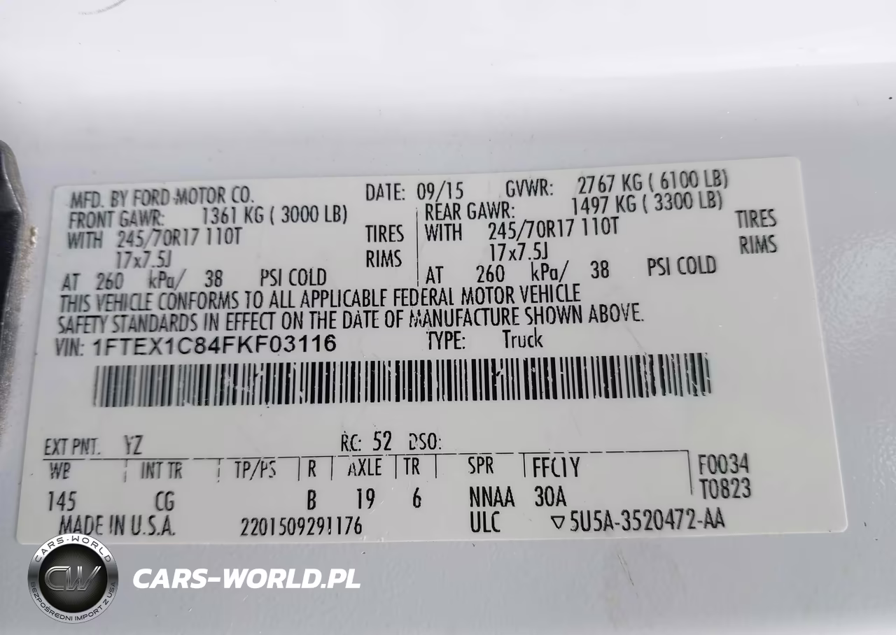 2015 Ford F-150 Xl VIN:1FTEX1C84FKF03116 - 9