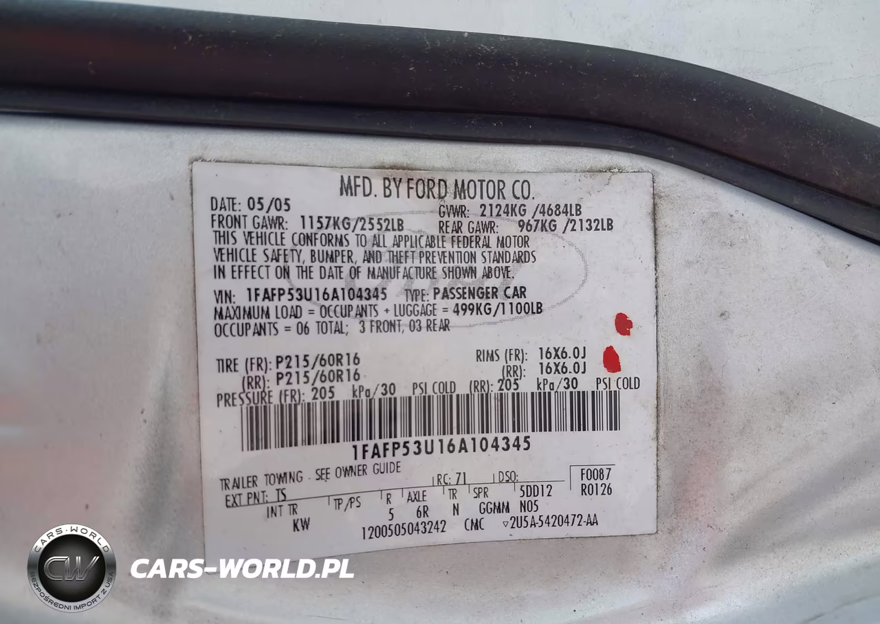 2006 Ford Taurus Se VIN:1FAFP53U16A104345 - 9
