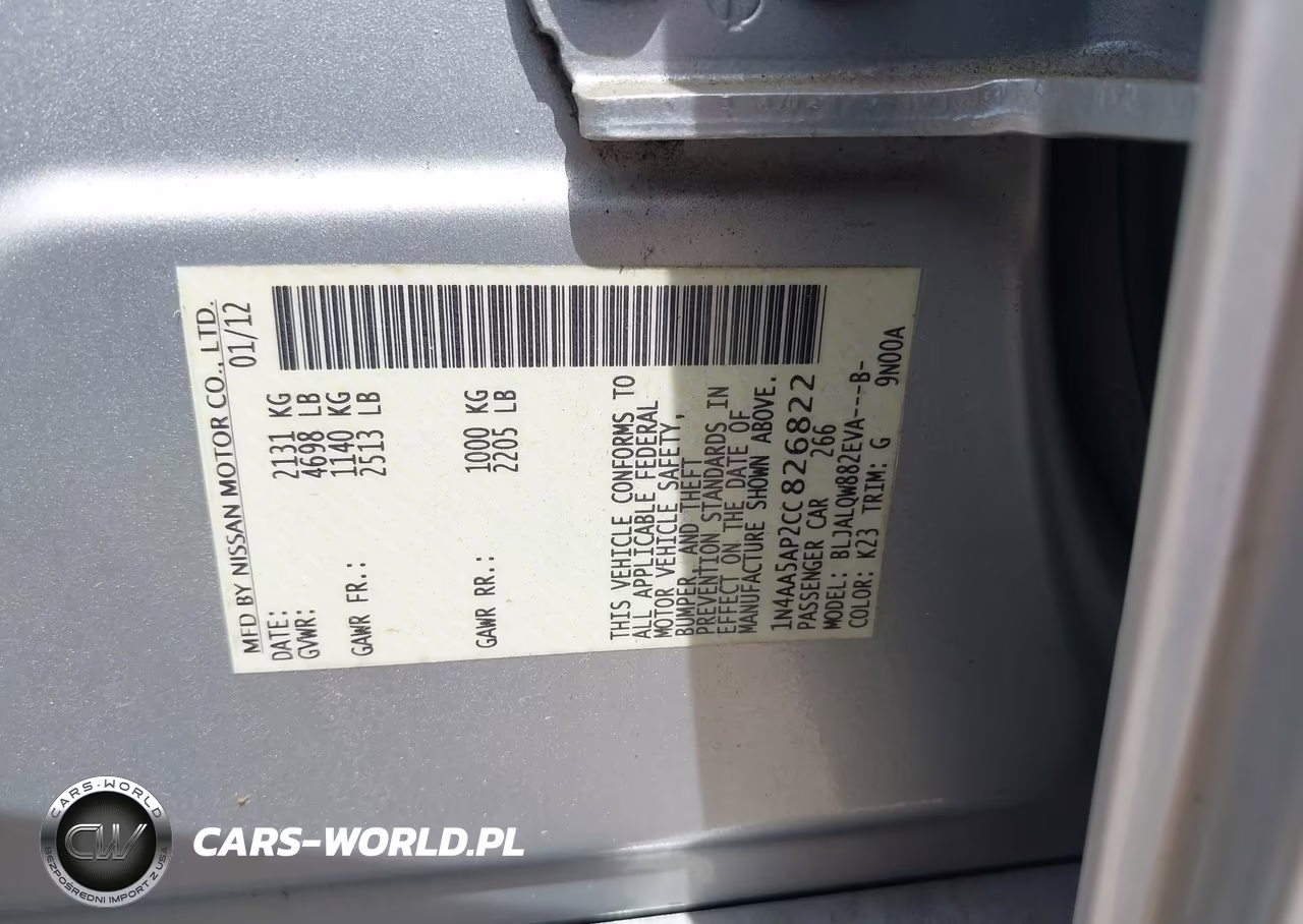 2012 Nissan Maxima 3.5 S VIN:1N4AA5AP2CC826822 - 9