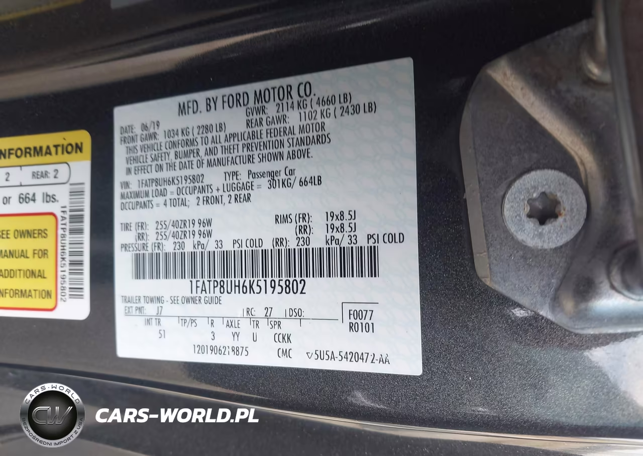 2019 Ford Mustang Ecoboost Premium VIN:1FATP8UH6K5195802 - 9