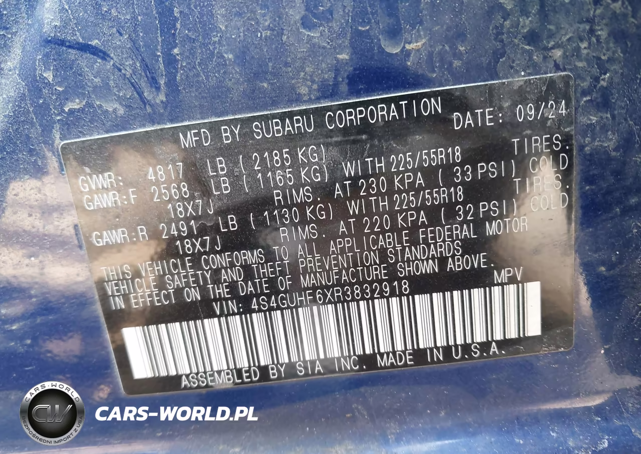 2024 Subaru Crosstrek Sport VIN:4S4GUHF6XR3832918 - 9