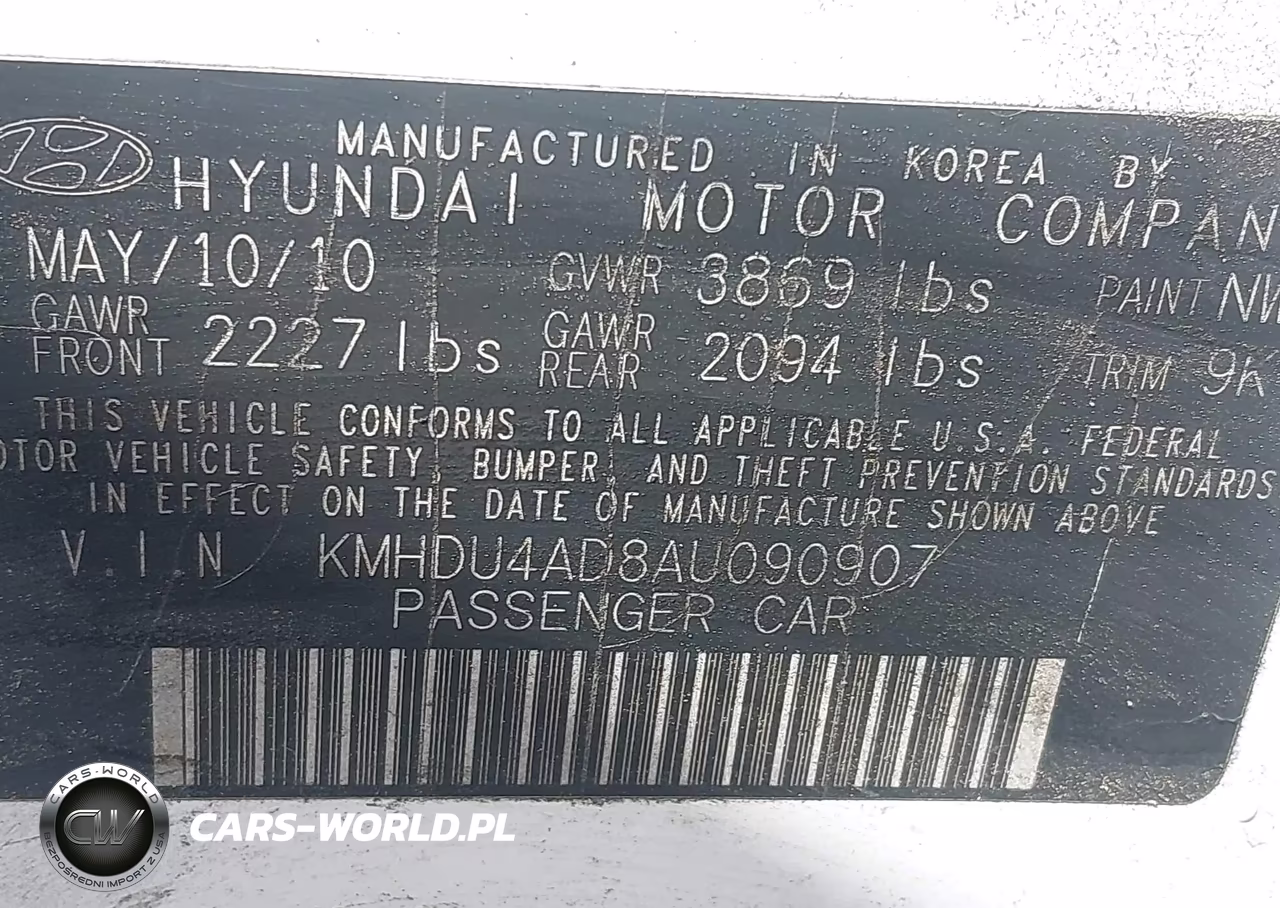 2010 Hyundai Elantra Gls VIN:KMHDU4AD8AU090907 - 9