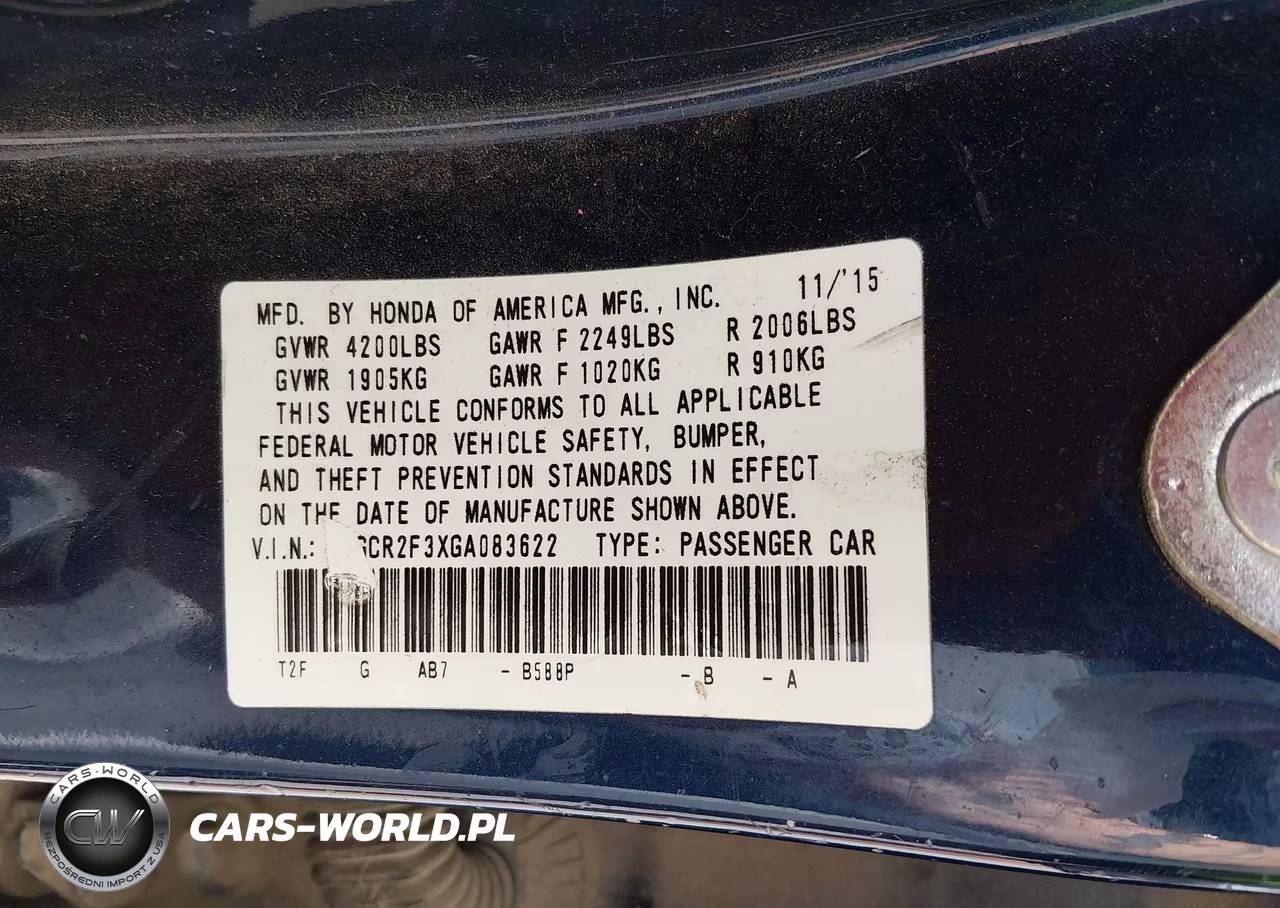 2016 Honda Accord Lx VIN:1HGCR2F3XGA083622 - 9