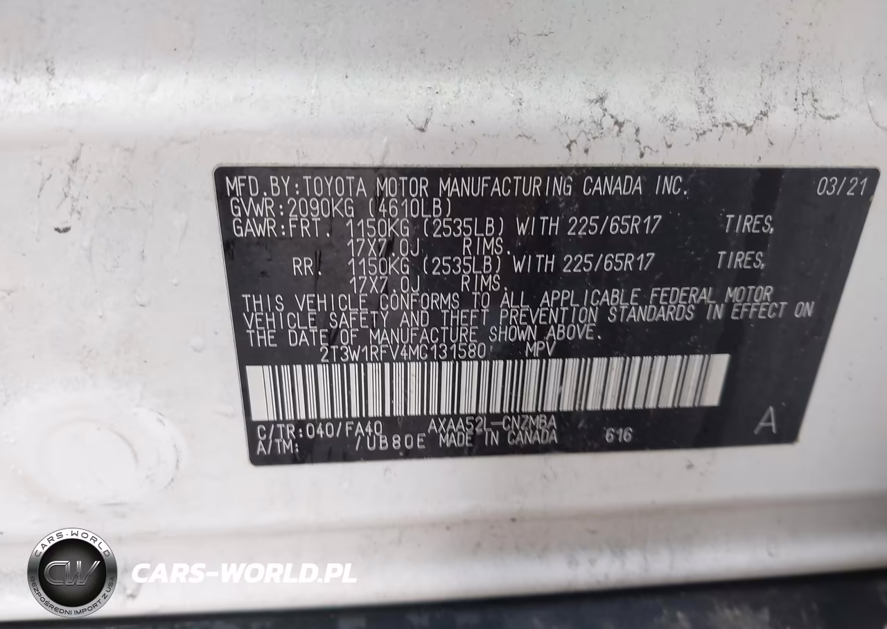 2021 Toyota Rav4 Xle VIN:2T3W1RFV4MC131580 - 9