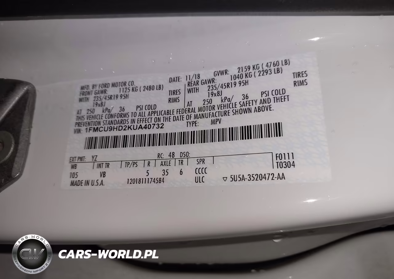 2019 Ford Escape Sel VIN:1FMCU9HD2KUA40732 - 9