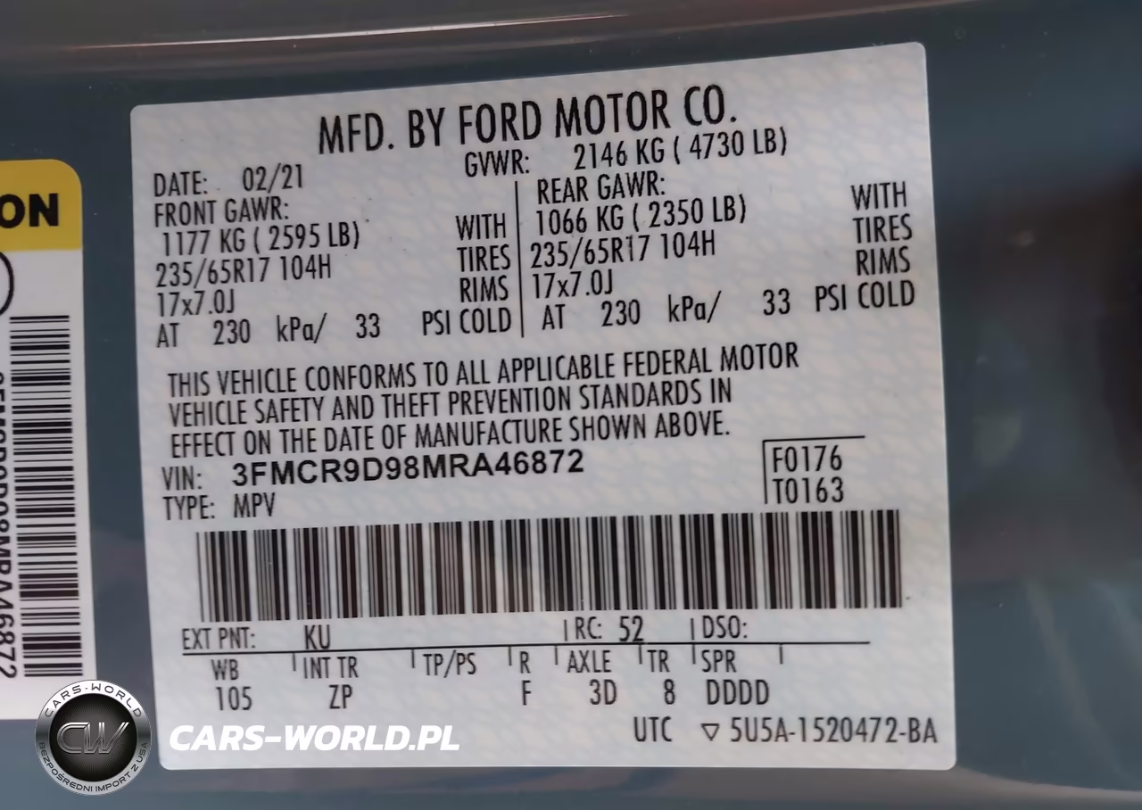2021 Ford Bronco Sport Badlands VIN:3FMCR9D98MRA46872 - 9