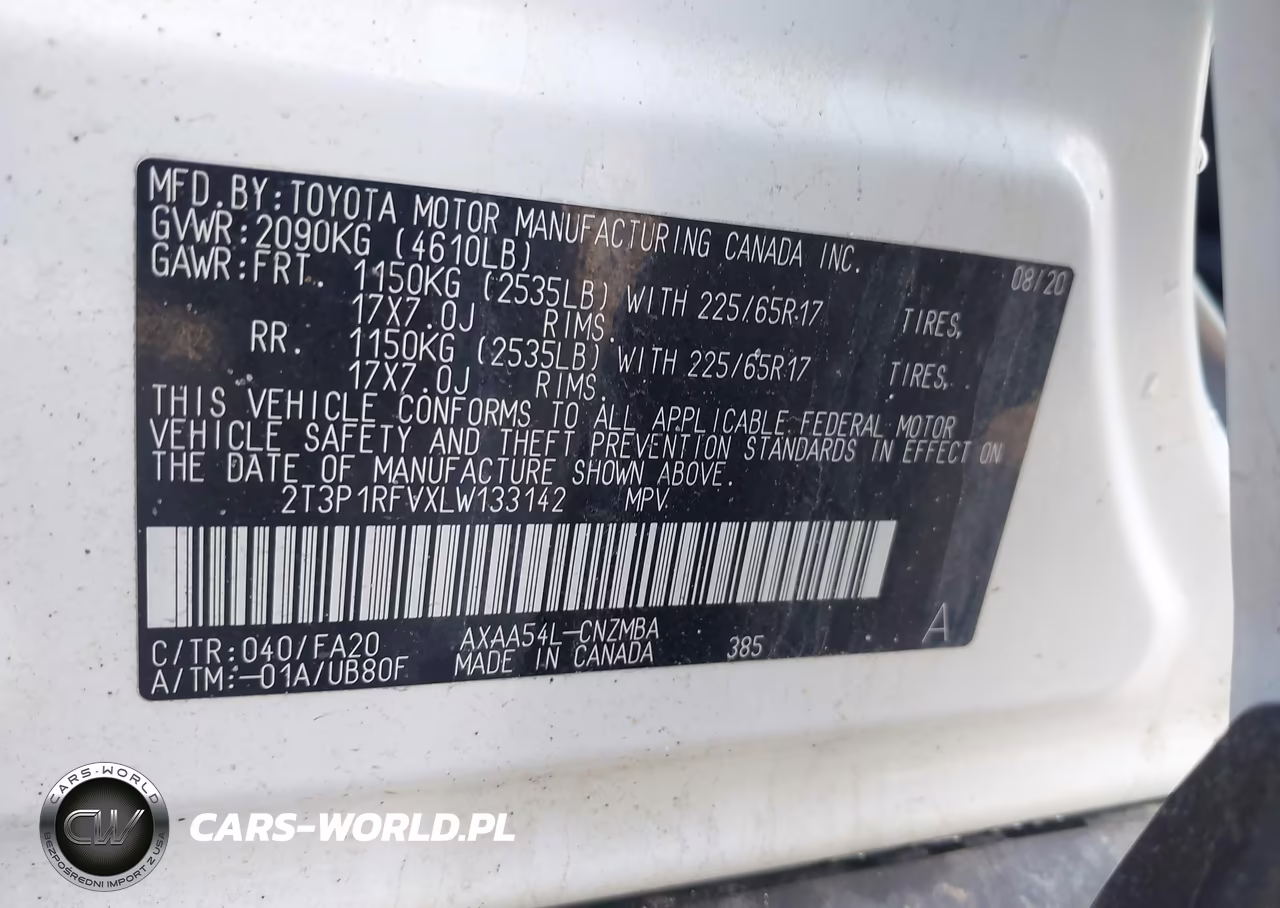 2020 Toyota Rav4 Xle VIN:2T3P1RFVXLW133142 - 9