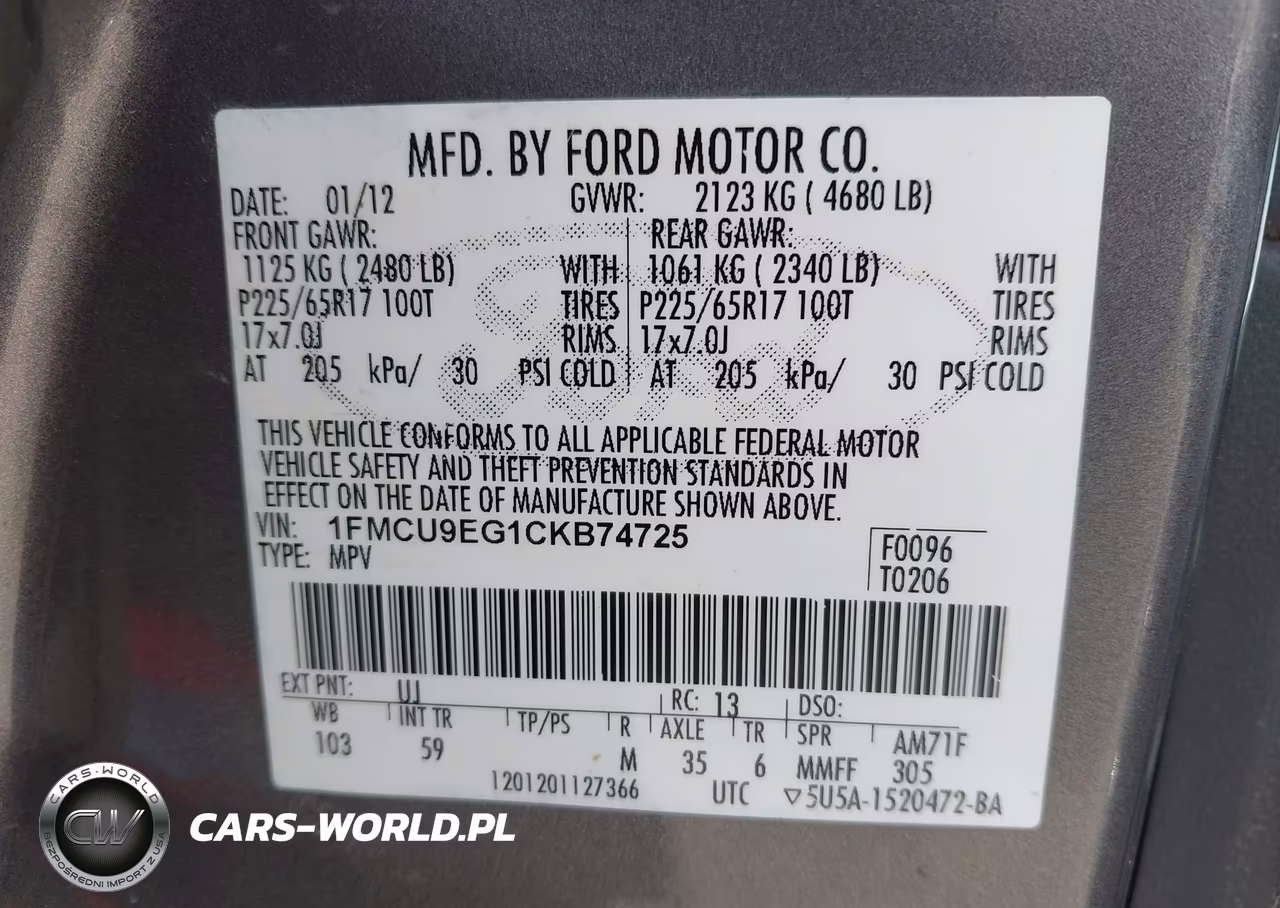 2012 Ford Escape Limited VIN:1FMCU9EG1CKB74725 - 9
