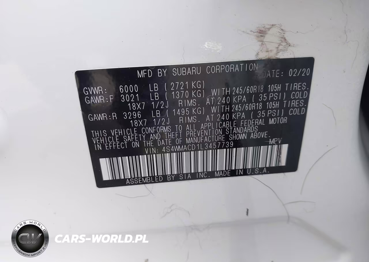 2020 Subaru Ascent Premium VIN:4S4WMACD1L3457739 - 9