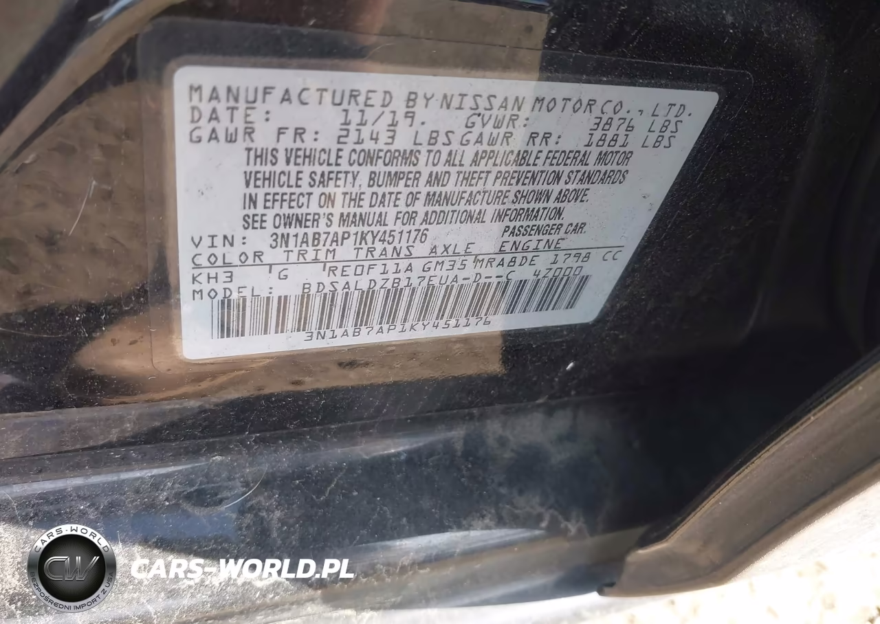 2019 Nissan Sentra Sv VIN:3N1AB7AP1KY451176 - 9