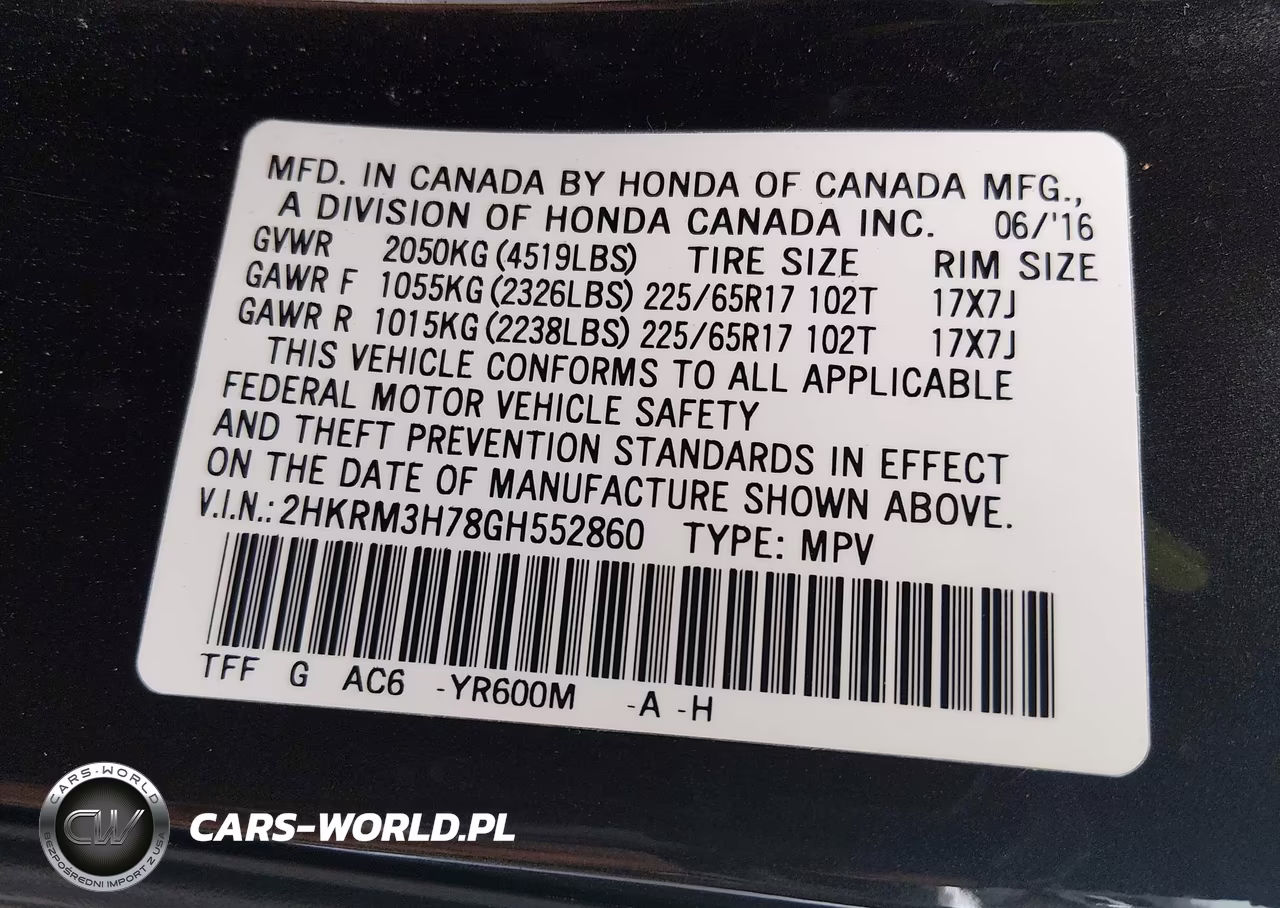 2016 Honda Cr-V Ex-L VIN:2HKRM3H78GH552860 - 9