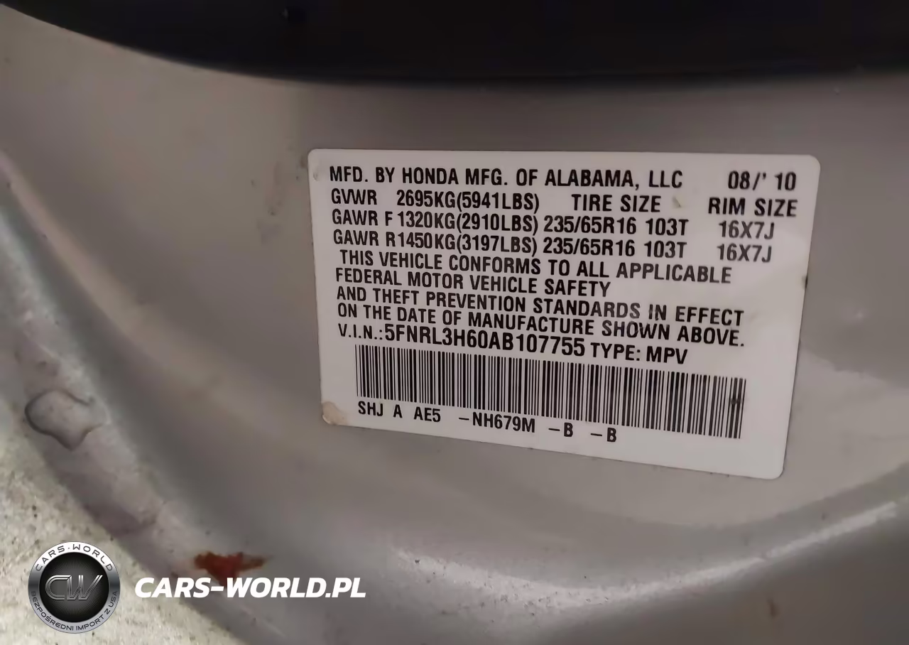 2010 Honda Odyssey Ex-L VIN:5FNRL3H60AB107755 - 9