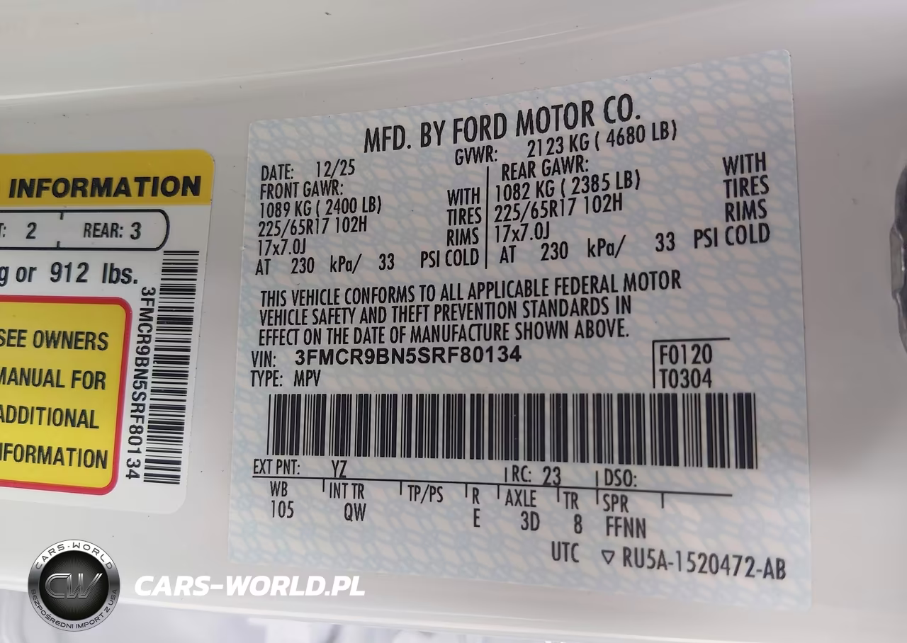2025 Ford Bronco Sport Big Bend VIN:3FMCR9BN5SRF80134 - 9