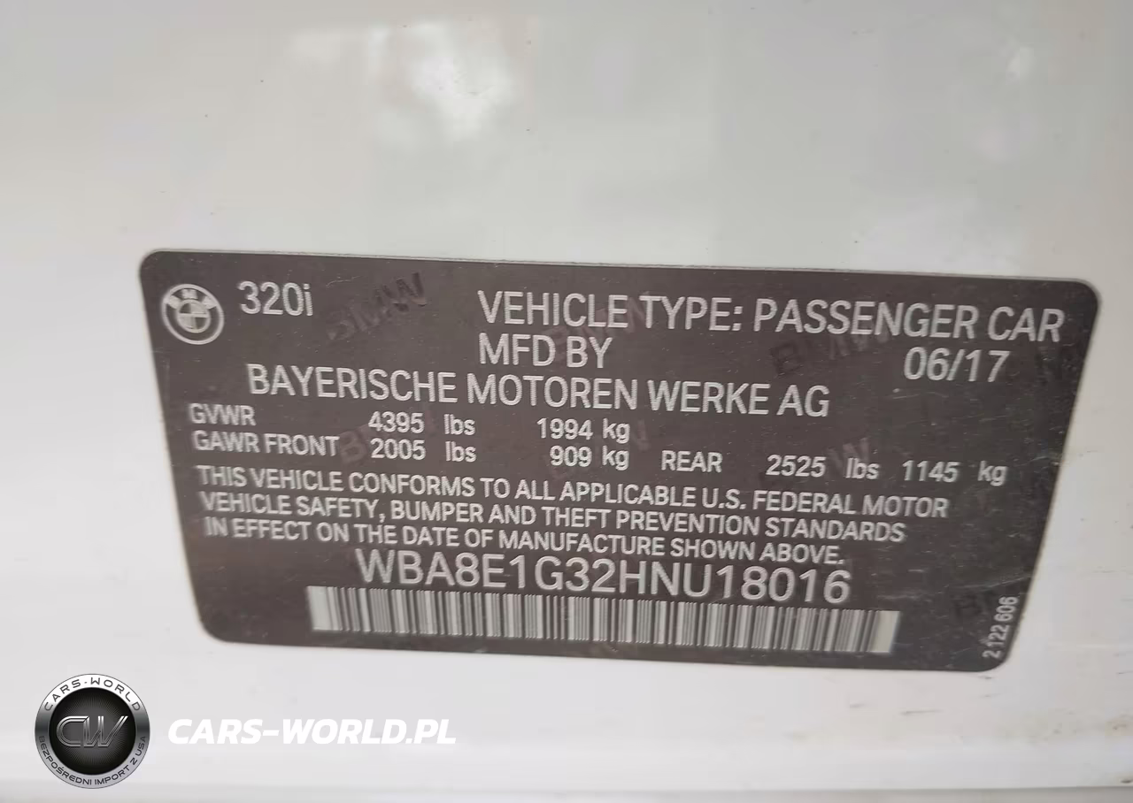 2017 BMW 320I VIN:WBA8E1G32HNU18016 - 9