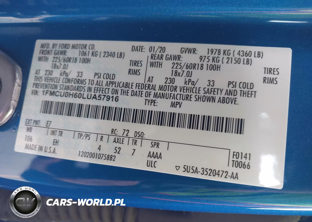 2020 Ford Escape Sel VIN:1FMCU0H60LUA57916 - 9