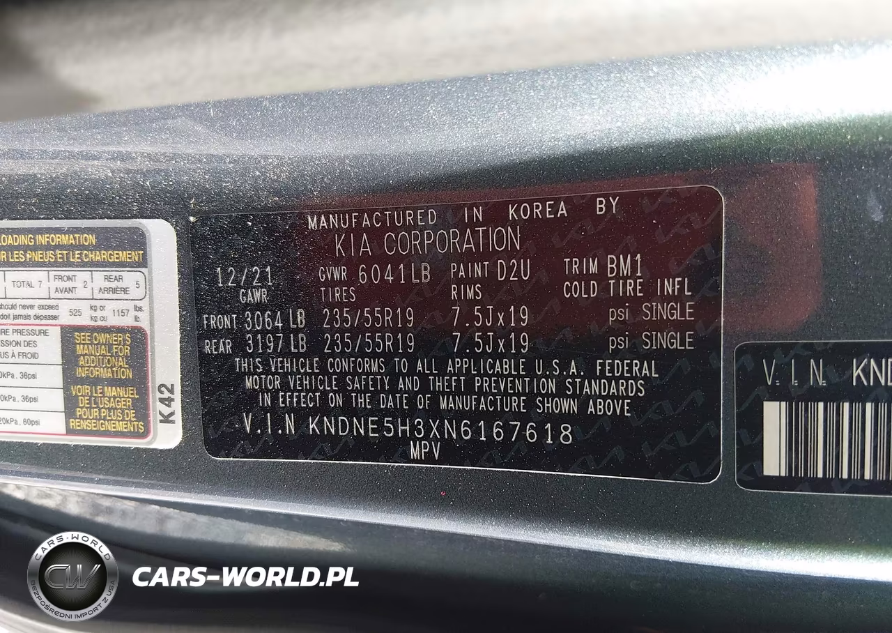 2022 Kia Carnival Mpv Sx Prestige VIN:KNDNE5H3XN6167618 - 9