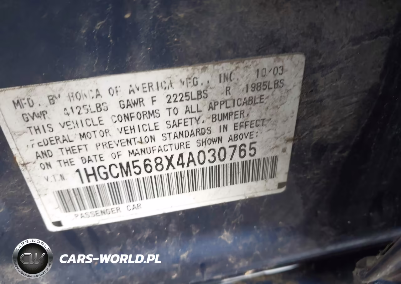 2004 Honda Accord 2.4 Ex VIN:1HGCM568X4A030765 - 9