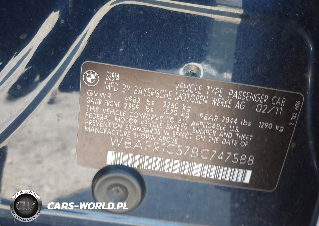 2011 BMW 528I VIN:WBAFR1C57BC747588 - 9