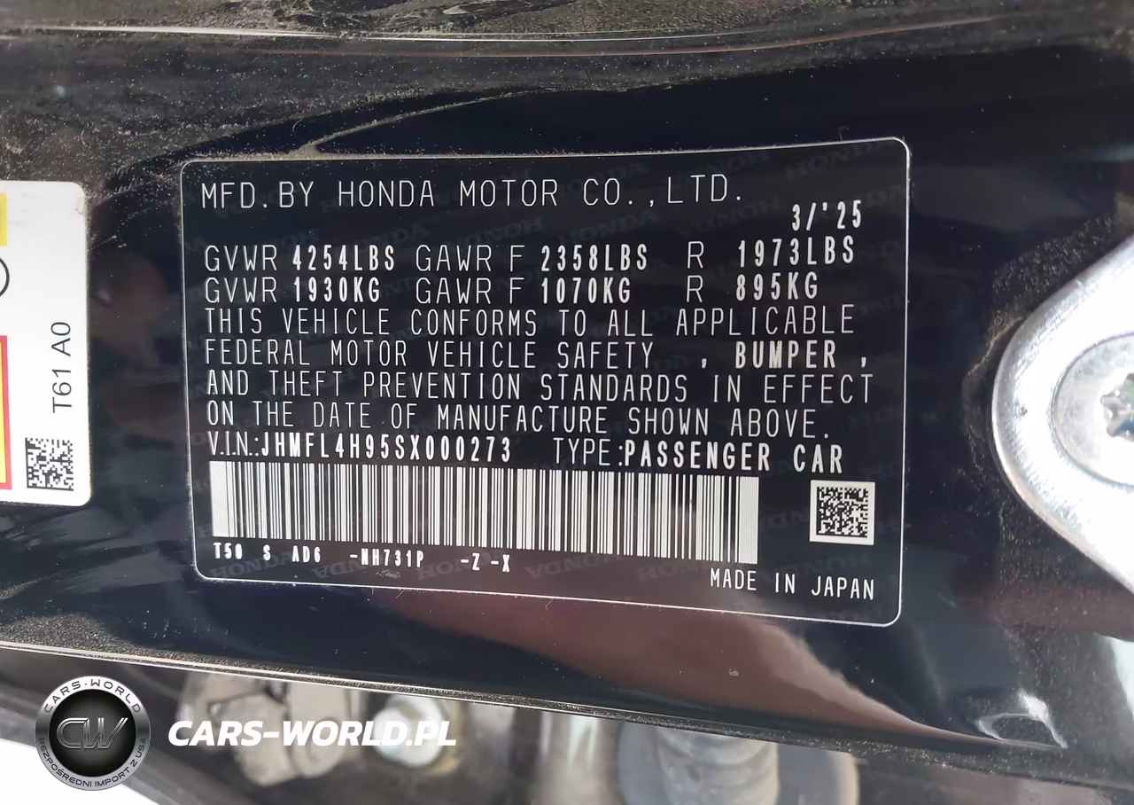 2025 Honda Civic Hybrid Sport Touring VIN:JHMFL4H95SX000273 - 9