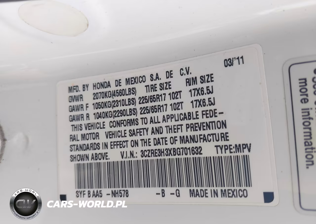 2011 Honda Cr-V Lx VIN:3CZRE3H3XBG701632 - 9