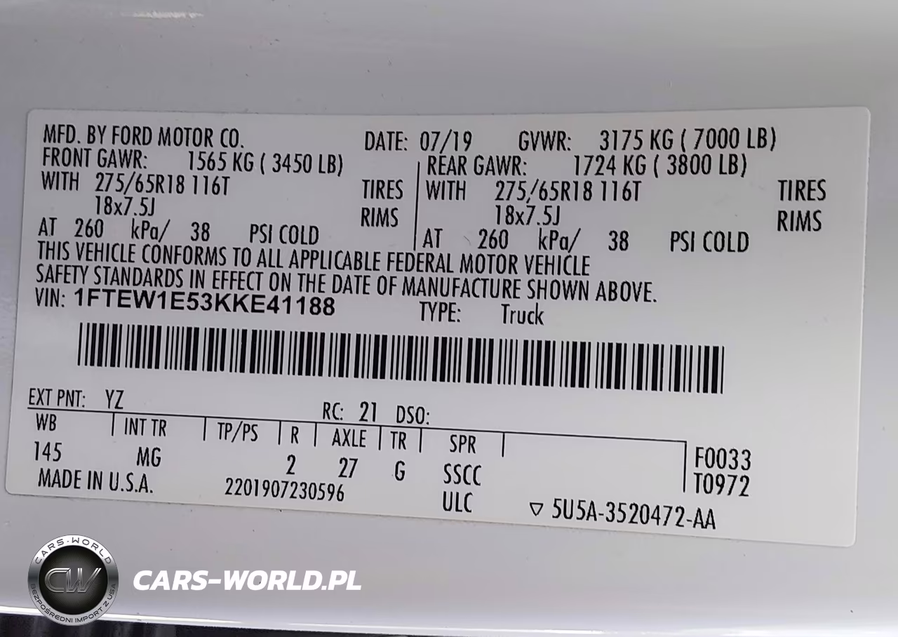 FORD F-150 VIN:1FTEW1E53KKE41188 - 9
