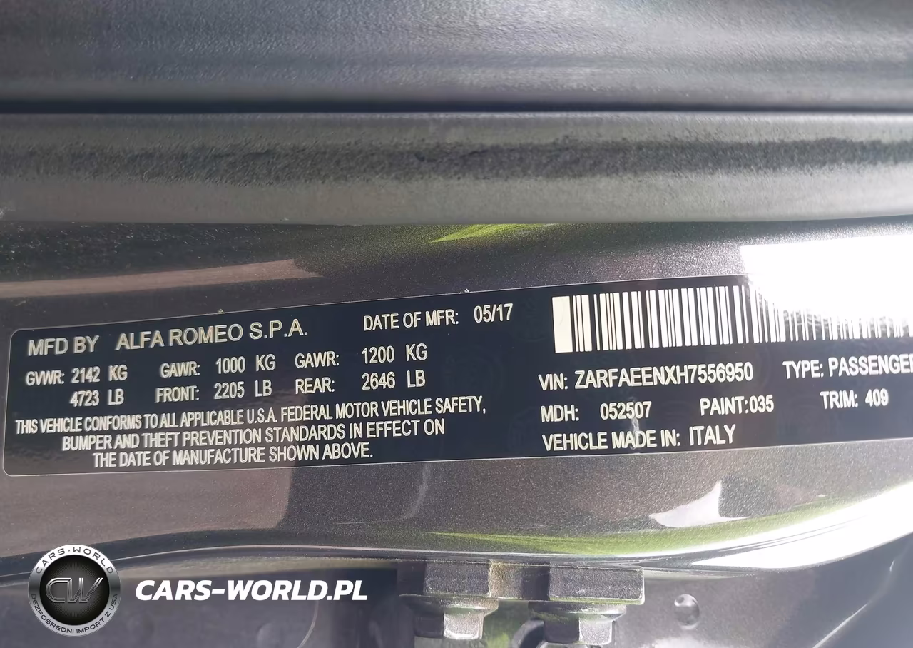 2017 Alfa Romeo Giulia Ti Awd VIN:ZARFAEENXH7556950 - 9