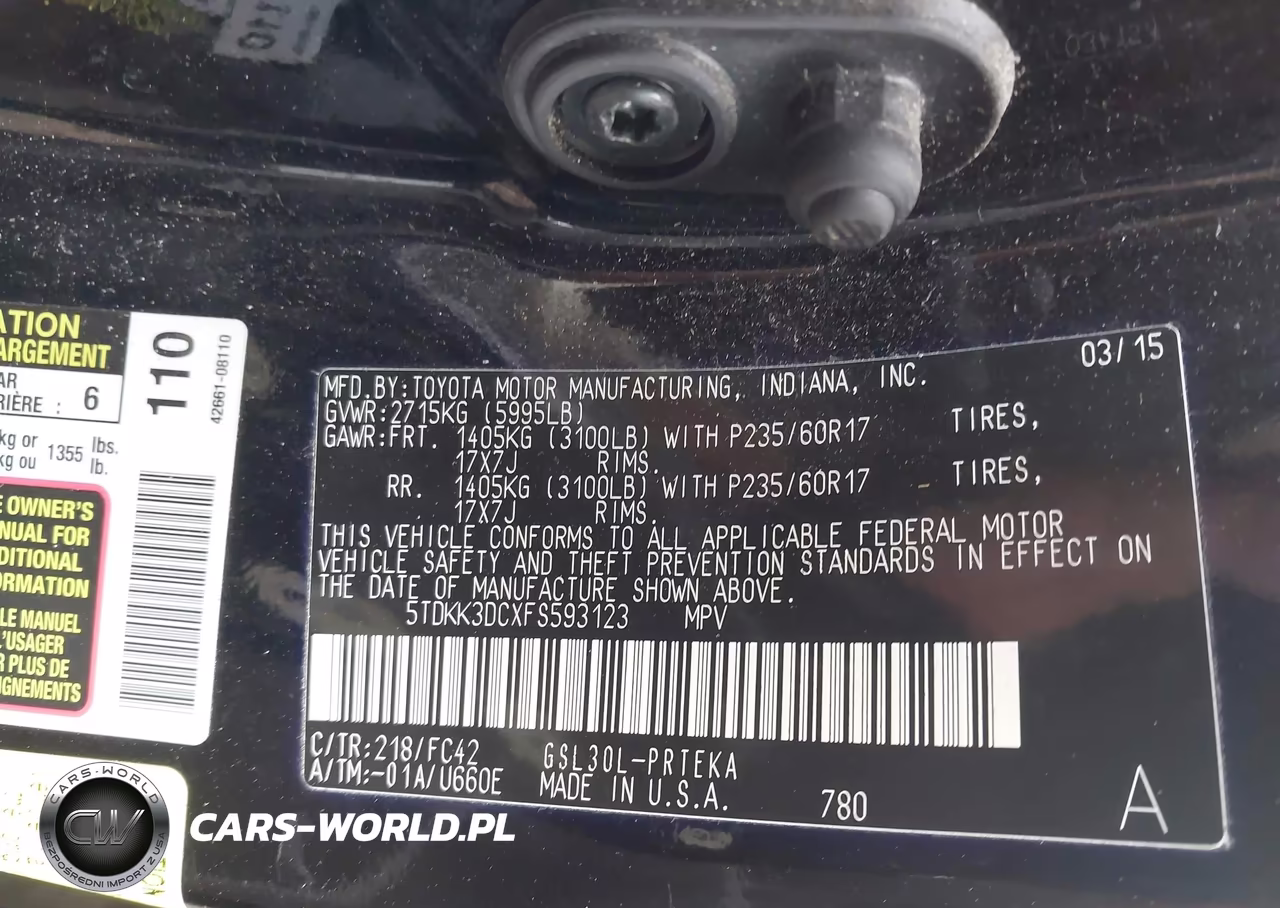 2015 Toyota Sienna Le 8 Passenger VIN:5TDKK3DCXFS593123 - 8