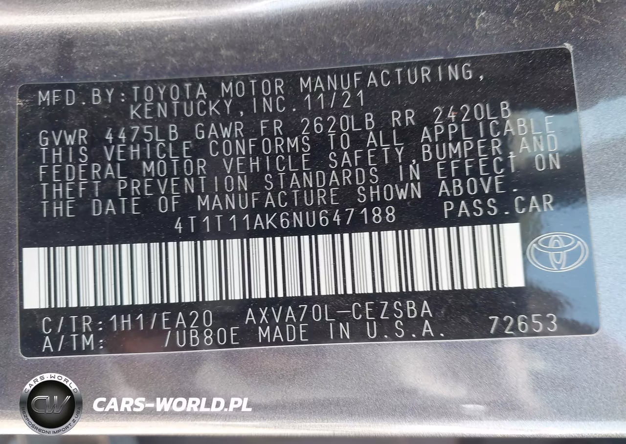 2022 Toyota Camry Se VIN:4T1T11AK6NU647188 - 9